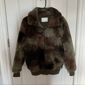 Aritzia Teddy Jacket in Olive Green and Brown